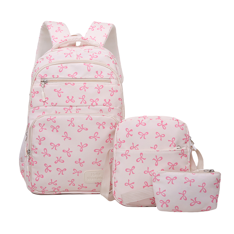 3Pcs Cute Bow Print Backpack w - Sling Backpack Shoulder recension och pris