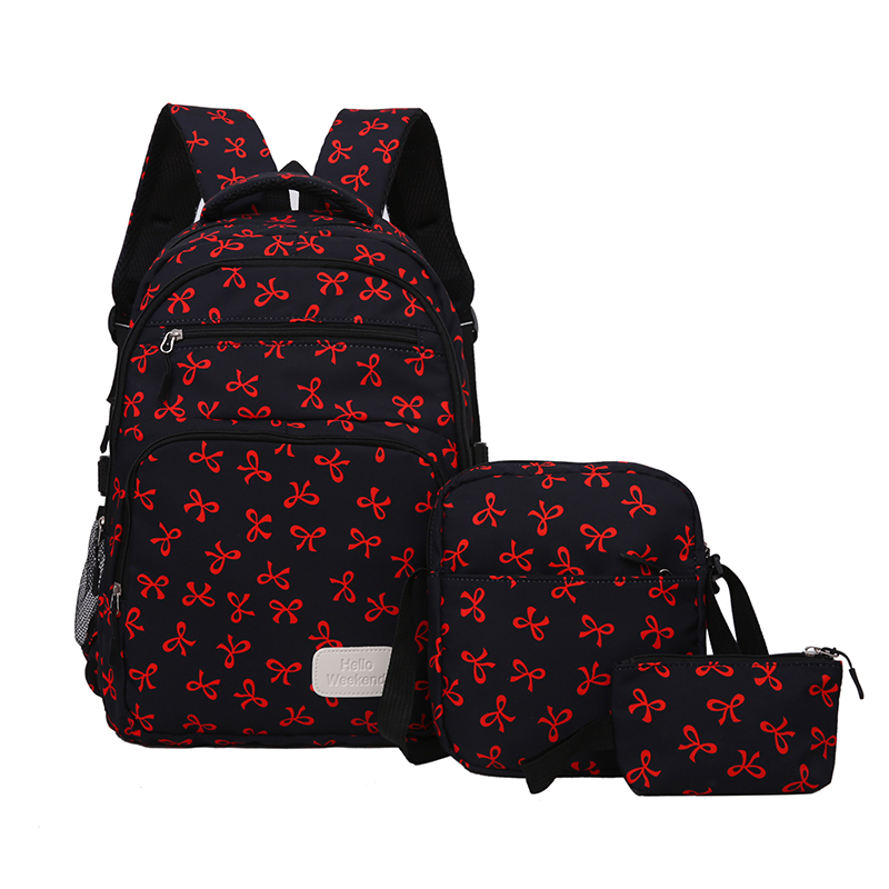 3Pcs Cute Bow Print Backpack w - Sling Backpack Shoulder recension och pris